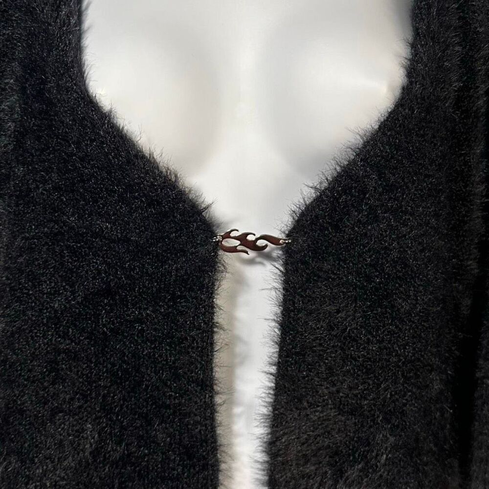 Fabletics Mini Crop Cardigan in Faux Mohair Black size L